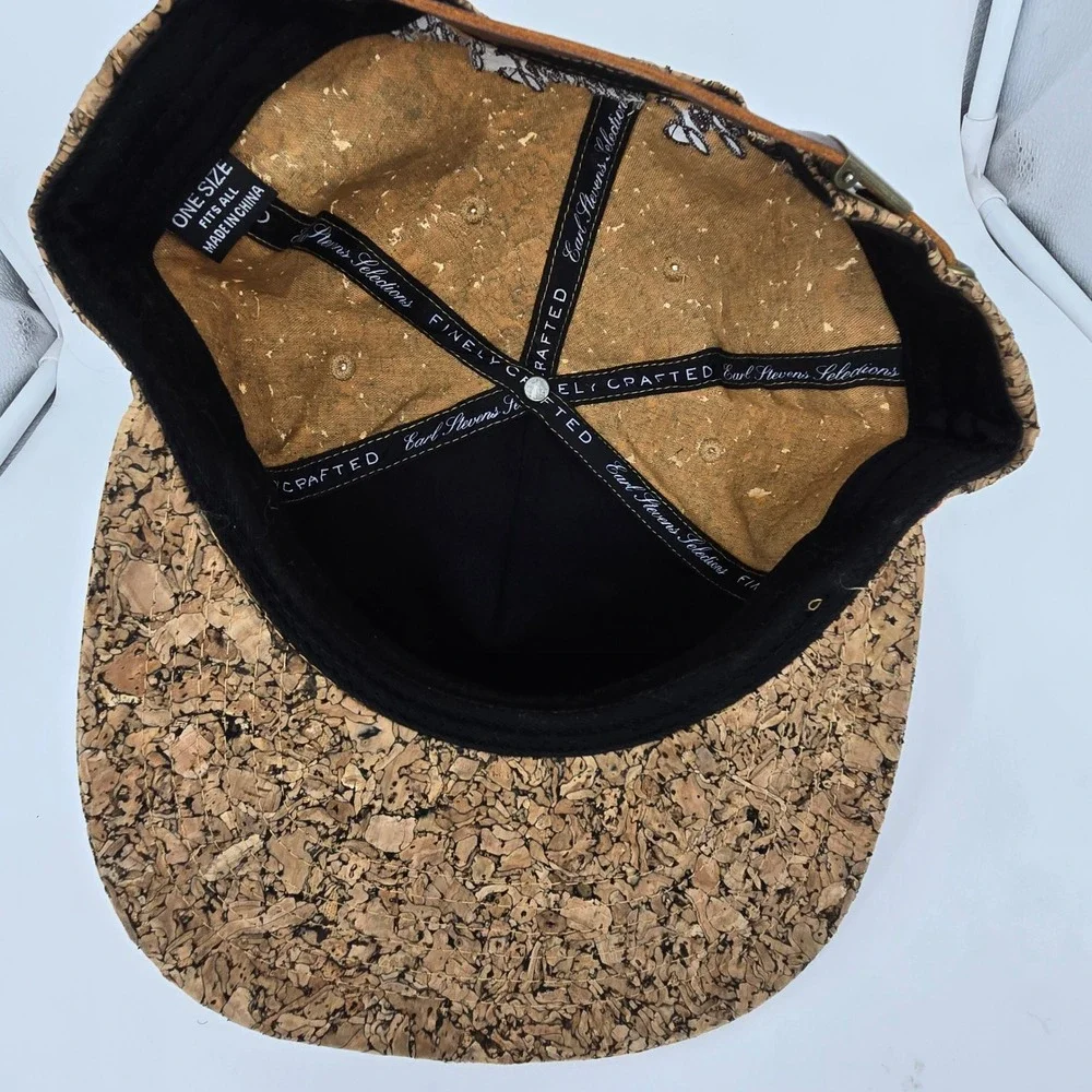 Earl Stevens Selections Cork Strapback‎ Hat Mens Gold Embroidered Crest OSFM